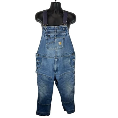 Carhartt Double Knee Denim Overalls Carpenter Workwear Utility Size 42x30 - Image 1 of 4