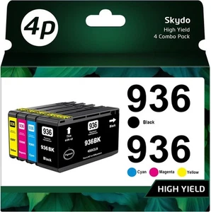 936XL Ink Cartridge 4PK For HP 9120 9110 9130 9720 9730 With Chip Black Color - Afbeelding 1 van 1