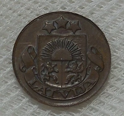 1935 LATVIA 1 SANTIMS BRONZE COIN XF-AU - Image 1 of 2