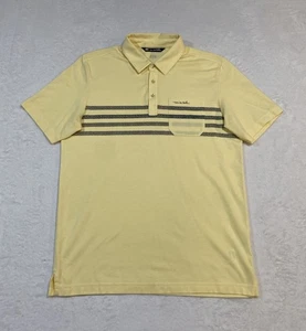 Travis Mathew Men’s Medium NBC Golf Short Sleeve Polo Shirt Yellow/Gray Stripe - Picture 1 of 7