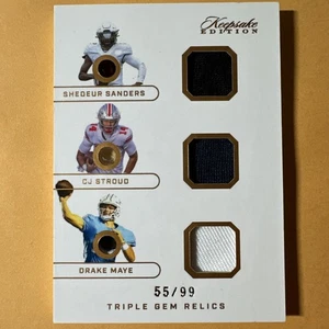 Sanders/Stroud/Drake Maye 2024 Keepsake Edition Triple Gem Relic Rookies 55/99 - Bild 1 von 3