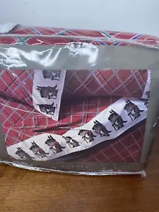 Set lenzuola di flanella Martex cane set a quadretti rossi 4 pz doppie taglia cani scozzesi - Foto 1 di 5