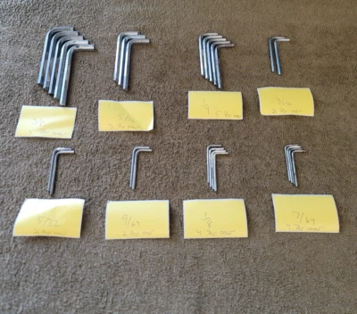 Snap-on L-Shaped Hex Wrench Key Set Sae 3/8 5/16 1/4 3/16 5/32 9/64 1/8 7/64" - Image 1 of 4