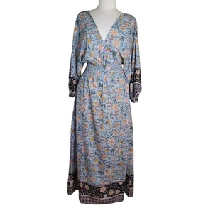 Lovestitch Maxikleid Amanda Volumenärmel Gr. M hellblau Blumen Quasten - Bild 1 von 8