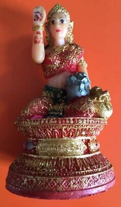 Vintage Nang Kwak Thai Goddess Plastic Resin Lady Kitsch Gold Colourful Statue - Picture 1 of 18