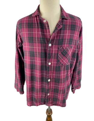 L.L. Bean Vtg 80s Maine Pajama Button Front Shirt Lounge Flannel Plaid Tartan - Image 1 of 4
