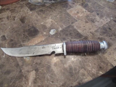 Lg Vintage 13" Custom Mexican Carbon Steel Hunting Bowie Knife Signed - Image 1 of 4