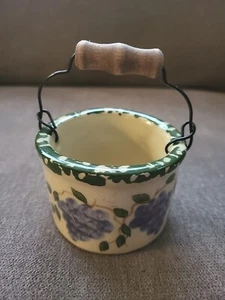 1998 Alpine Pottery Roseville Ohio Mini Bucket   With Grapes 2.5x3 Inch - Picture 1 of 3