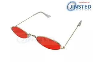 Adulte Ovale Moderne Lunettes de Soleil Rouge Teinté Lentille Et Cadre Or UV400 - Picture 1 of 3