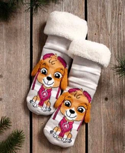 1 Pair Boy Girl Kids Plush Lined Slipper Socks Skye Paw Patrol Show Nickelodeon - Picture 1 of 1