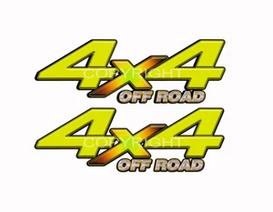 4X4 OFF ROAD Yellow Sunburst Decals Truck Graphic Yellow Stickers 2pack KM096OR - Picture 1 of 1