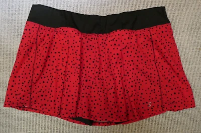 Saia esportiva feminina vermelha/preta estampa de bolinhas treino tênis tamanho XL - Imagem 1 de 3