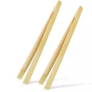 2 Pieces Natural Bamboo Toast Tongs Toast Tongs Bamboo Tongs10.2 Inches Long Ton - Picture 1 of 8