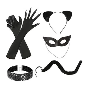Cat Woman Costume Outfit Halloween Party Costume Set Black Cat Costume Accessori - Picture 1 of 11