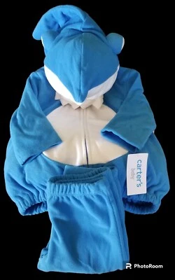 Carters Baby Boy/Girl Cute 2-Piece Shark Halloween Costume NWT Blue/White  6-9M - Image 1 of 4