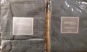 NEW Two 2 Croscill European Pillow Shams Solid Gray Grey - Picture 1 of 5
