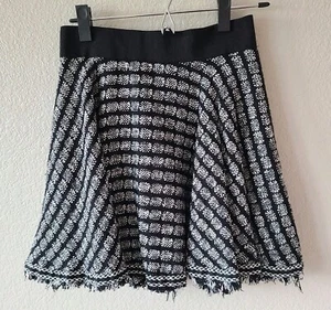 Minifalda Milly deshilachada tweed talla 2 acampanada festival boho hippie mezcla de lino - Imagen 1 de 12