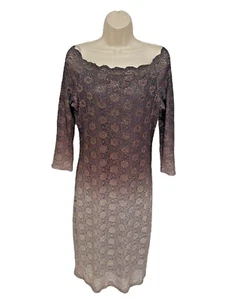 ONYX Nite Women's Nite Brown Ombre Glitter Floral Lace Dress Size 10 - Picture 1 of 6