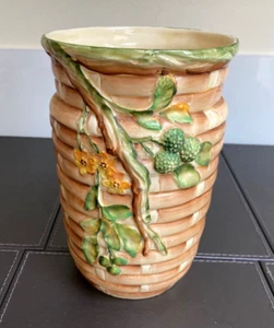 Vintage Myott Art Deco Hand Painted Basket Weave Vase - Picture 1 of 6
