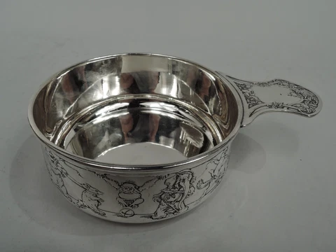 Kerr Porringer 1482 Antique Baby Gift Circus Animals American Sterling Silver Cover