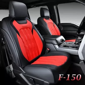 Coverado Front Seat Covers 2015-24 Ford F150 & 2017-24 F250/350/450-Black/Red - Picture 1 of 7
