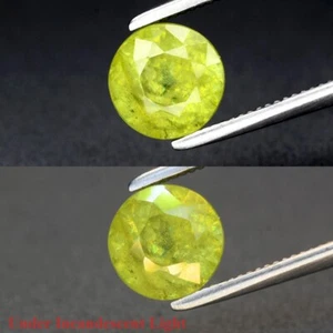 1.30ct 6mm Round Natural Yellowish Green Sphene Gemstone, Super Sparkles - Imagen 1 de 6