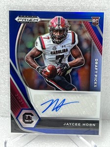 2021 Panini Prizm Draft Picks Autographs Prizms Blue #113 Jaycee Horn 046/149