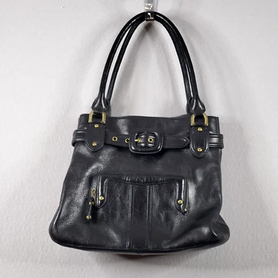 Cole Haan Bolso de Mano de Cuero Negro Bolso de Hombro Bolso de Mano Cartera Cinturón Hebilla Foto 1 de 4