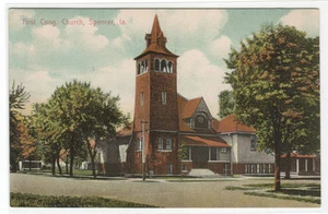 Postal Primera Iglesia Congregacional Spencer Iowa 1910 - Imagen 1 de 1