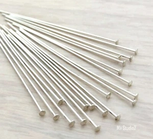 20x 22 gauge sterling silver flat cup head pin headpins 2 inch F22s - 2" - Picture 1 of 1
