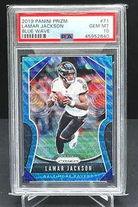 2019 Panini PRIZM BLUE WAVE Prizm LAMAR JACKSON #71 PSA 10 GEM MINT /199 - Picture 1 of 2