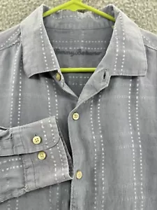 Tommy Bahama langärmliges besticktes gestreiftes 100 % Leinen geknöpftes Herrenhemd Large - Bild 1 von 19