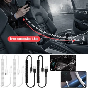 Spring Coiled Fast Charging Charge Lead Cable for iPhone Samsung Auto Ca ⁿ - Picture 1 of 13