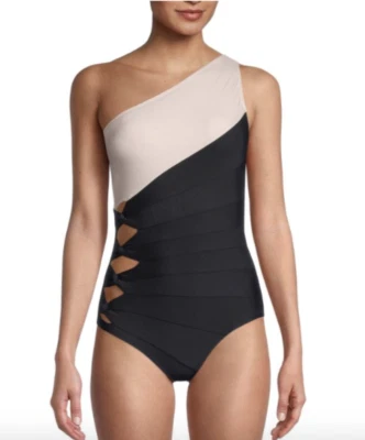 CARMEN MARC VALVO Cutout One-Shoulder One-Piece Swimsuit C65246 Multi 8 NWT $138 - Image 1 of 3