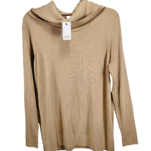 Crown and Ivy Wasserfallausschnitt Pullover Damen PM Petite Medium M hellbraun neu - Bild 1 von 7