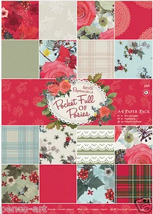 Papermania 32 Christmas scrapbooking paper pack A4 160gm Pocket Full of Posies - Picture 1 of 1