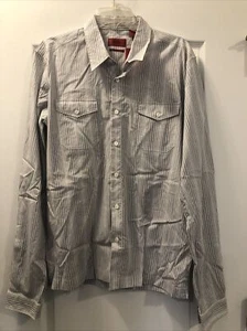 Mens HUGO BOSS Striped Button Down Shirt Size XXLarge NWT - Picture 1 of 4