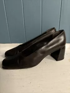 Vtg 90’s Glacee Brown Round Toe Slip On Dress Shoe Block Heel Women’s Size 8.5 - Picture 1 of 7