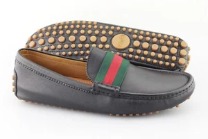 Men's GUCCI 'Miro' Black Leather Loafers Size US 9.5 - D GUCCI 9 - G - Picture 1 of 6