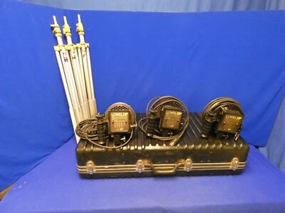 Lowel DP Light Kit QTY 3 w/Lowel On-Off Power Cords, Case, 3 Lowel Light Stands - Image 1 of 4