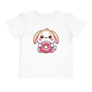 Toddler Cute Bunny Donut Shirt Kawaii Cartoon Easter Rabbit Graphic T-Shirt - Picture 1 of 13