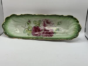 Antike Wheeling Keramik La Belle Rosen Sellerie Schale Tablett - Bild 1 von 7