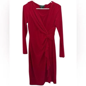 RALPH LAUREN Burgundy Wine Cocktail Dress Women 6P 6 Petite - Picture 1 of 6