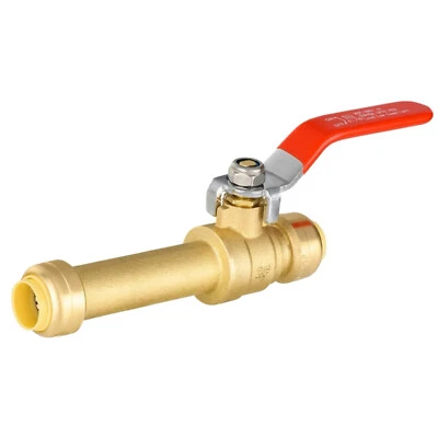 EFIELD 1/2" ×1/2" Push Fit Slip Ball Valve Red Lever Brass No Lead Free Shipping