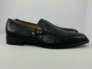 Mezlan Platinum Cooper Genuine Teju Lizard Loafer Slip-On French Toe Shoe 11.5 M - Picture 1 of 16