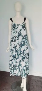 Witchery Size 12 White & Green Leaf Print Relaxed Fit Sleeveless Maxi Dress - Imagen 1 de 10