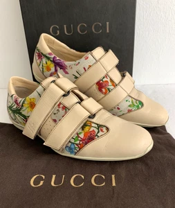Zapatillas Mujer Gucci Beige Cuero Lona Floral Talla 6.5 con Caja Original - Imagen 1 de 11