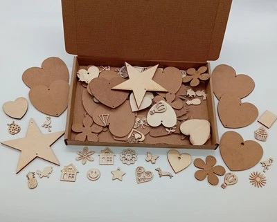 MDF Wood Shapes Mixed Joblot. Crafts, Laser Cut, Embellishments, Arts And Crafts - Image 1 of 4