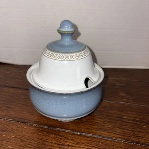 Denby Castile Blue Stoneware Sugar Bowl Light Blue Winter White - Picture 1 of 2