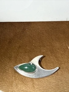 925, Sterling Silber Taxco signierte Sigi Pineda Brosche, Vintage mit grünem Stein  - Bild 1 von 6